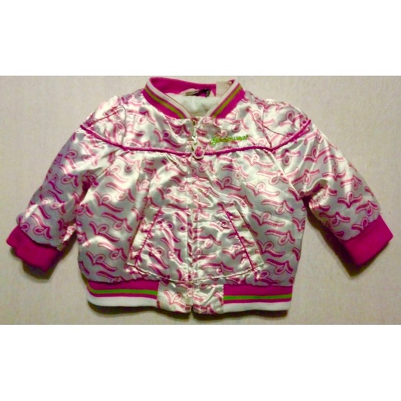 Girl's Sz 6-9 M Month Shiny Pink/ White Rocawear Coat Jacket Plus NWT Gloves - Picture 2 of 10